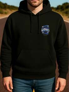 Sudadera Con Capucha De Cuello Redondo Para Hombre Con Estampado De EL ANGEL AZUL Bolsillo Canguro Y Cordón, Manga Larga, Suelta Y Casual, Ideal Para Regalar Como Ropa De Hombre Frente y Espalda - Negro - Ver 2