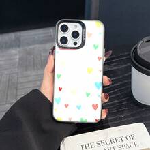 Colorful Silver Apple Phone CasePastel Hearts On White BackgroundCompatible With  11 To  17 Models The Cases Lens Protection Function Ensures The Camera Remains Undamaged During Shooting  Guaranteeing Image Quality - Black - View 6