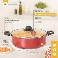 Ekco - Cacerola Ekco Classic, Hecho de Aluminio con Antiadherente de Alto Rendimiento, ¡Incluye Tapa de Cristal!, , Color(24 cm Rojo) - Tipo 3 - Ver 8