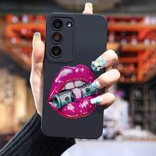 Funda de Teléfono de Moda con Diseño de Cartera y Estampado de Labios Rosados, Compatible con Samsung Galaxy S25 Ultra, S24 PLUS, S23+, S22 y Serie S21.Estas fundas para teléfonos son ligeras, a prueba de golpes, con un diseño antideslizante que muestra las  de moda, hechas de TPU de alta calidad. - Colores mixtos - Ver 6