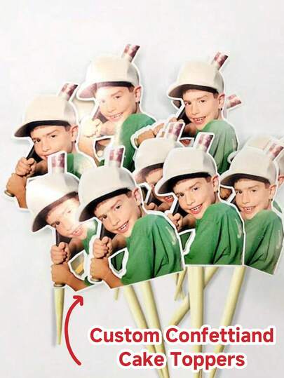 Toppers de bolo personalizados com fotos (10/25/50/100/150 unidades) - Design personalizável com fotos e retratos, fáceis de aplicar em bolos - Ideais para aniversários, chás de bebê, reuniões familiares e bolos de festas - Perfeitos para uso doméstico.