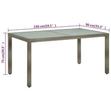 vidaXL Gartentisch 150x90x75 Cm Hartglas Und Poly Rattan Grau - Grey - View 6