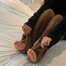 1pair Women's Winter Over Knee High Fuzzy Socks,Plush Cozy Slipper Stockings,Furry Long Leg Warmers Winter Home Fluffy Sleeping Socks,Fuzzy Knee-High Warmth Long Leggings,Warm Socks,Socks For Women,Christmas Socks,Maternity Socks Can Be Used As Open Toe Socks Or Footless Socks