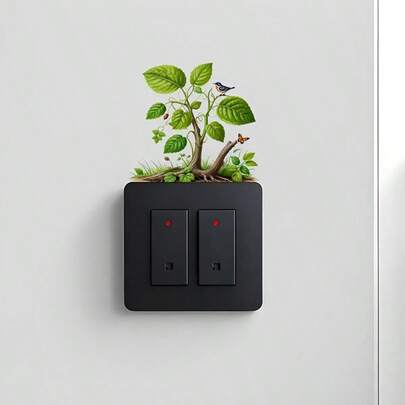 1pc Detachable Green Seedling Plant And Bird Switch Sticker, Easy-To-Apply Vinyl Sticker, Suitable For Smooth Walls, Light Switch Decoration, And Home Decor.