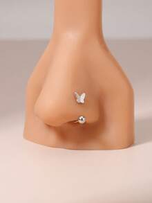 1 件 18K 镀金蝴蝶鼻环，防过敏轻质银质鼻饰耳环吊坠鼻穿孔珠宝/金口环/银鼻环/女士 316L 不锈钢唇环耳环/耳屏环软骨 - 蝴蝶型 - 查看 8