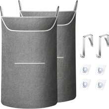 1/2pcs Hanging Laundry Basket Bag, With 2 Different Hooks Portable Hanging Bathroom Laundry Storage Bag, Large Oxford Cloth Size, Suitable For Home Student Dorm (Black/Gray) - Multicolor - View 13
