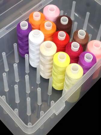1 pieza Caja de almacenamiento de 42 carretes de hilo de coser, Caja de almacenamiento de kit de costura y bordado, Soporte portátil de gran capacidad para agujas, Caja de costura manual para accesorios de costura DIY, bordado y acolchado