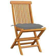 vidaXL 8 Stück Gartenstühle Mit Grauen Kissen, Massivholz Teak - Grau - Übersicht 3