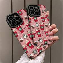 1 pieza de funda de teléfono de café de navidad, funda de teléfono de tema de café de navidad creativa, Para  15/15 Plus/15 Pro/15 Pro Max,  14/14 Plus/14 Pro/14 Pro Max,  13/13 Pro/13 Pro Max,  12/12 Pro Max,  11/11 Pro,  7/8 Plus,  XR/XS Max. Antifouling, moda, alta calidad, ideal para regalos. - Mezcla de color 1 - Ver 7