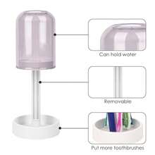 Toothbrush Holder With Drainage For Bathroom, 3 Slots Toothbrush Holder Stand With Tooth Brush Cup, Countertop Storage Organizer For Conventional Toothbrushes, Toothpaste (Clear Purple){Inchcolor_nameinch:InchPurpleinch} - Ungu - View 6