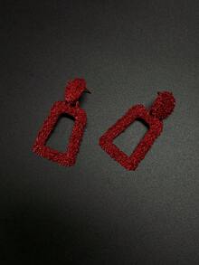 1 Pair Geometric Trapezoid Matte Embossed Metal Stud Earrings, Exaggerated Bohemian Style Earrings For Women