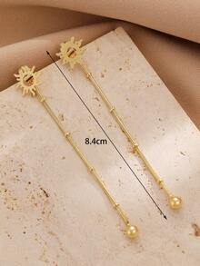 1 par de pendientes colgantes con borlas de cuentas de girasol hueco minimalista de lujo, pendientes de mujer, adecuados para uso diario, fiesta, vacaciones, regalo para amigos, familia, parejas, joyería