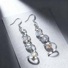 Bộ 1 bông tai mặt dây chuyền bạc 925 đính đá Zirconia hình học sang trọng, không gây dị ứng, phù hợp cho sử dụng hàng ngày, dự tiệc, ngày lễ, hẹn hò, làm quà tặng. - Bạc - Xem 2