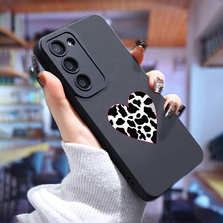 Patrón de Leopardo Corazón, Adecuado para Fundas de Teléfono de la Serie Galaxy S25 Ultra/S24 PLUS/S23+/S22/S21, Resistente a Impactos y Antideslizante, Ligero, Nuevo Diseño de de Moda, Funda Protectora de TPU de Alta Calidad, Funda de Uso Diario, Funda Protectora Resistente a Impactos, Accesorios de Moda, Funda de Teléfono de Moda, Resistente a Impactos, Carcasa Flexible, Funda Suave, Entusiastas de la Moda, Usuarios de Smartphones - Colores mixtos - Ver 1