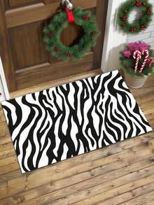 1 Stück einfacher schwarz-weißer Zebra-gestreifter dekorativer Teppich, geeignet für Wohnzimmer, Badezimmer, für Innenraumdekoration, Schlafzimmerteppich, Fußmatte, Küchenteppich, Badezimmerteppich, Gaming-Raum-Teppich, Arbeitszimmerteppich, leicht zu reinigen und zu waschen, allgemeine rutschfeste Wirkung, separate Rutschfestpolster empfohlen - Verschiedenfarbig - Übersicht 6