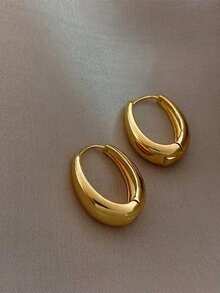 "1pair Korean Fashionable & Minimalist Gold-Plated Small Peanut Shaped Earrings Suitable For Daily Wear, Parties, As A Gift For Valentine's Day,Mom,Mother,Mother's Day,Gift   " - Vàng - Xem 6