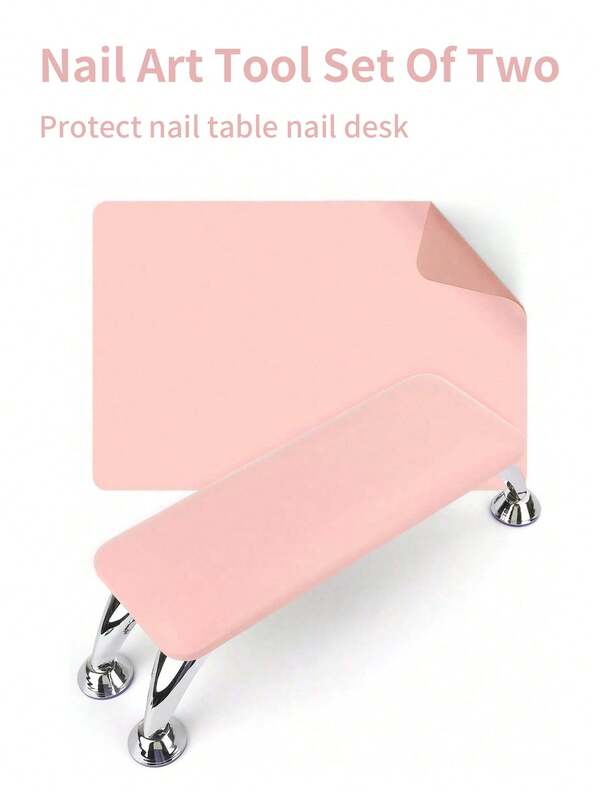 Repose-bras pour manucure, avec tapis de table à manucure, repose-bras en cuir ultra-fin pour manucure, oreiller pour les mains doux, repose-pieds, avec repose-bras pliable pour la manucure, pour les techniciens des ongles (rose)