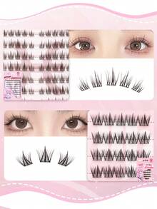 150pcs Glue-Free False Eyelashes, VBS Constellation Series Segmented False Eyelashes, Pisces + Virgo Combo Pack, Natural & Realistic, Cute Cartoon Eye Makeup Style, Detailed, Lengthening & Curling, Lash Extension Level Eyelash Set, Suitable For Daily Commute, Beauty Enthusiasts And Cosplay - Black - View 5