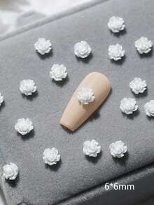 150pcs Camellia Nail Art Decorations, 3D Holographic Watercolor Rose, White Rose, Assorted Sizes Flower Nail Art Accessories Nails - Multicolor - View 12