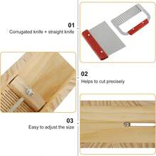 一套肥皂切割木制工具套装，可调节肥皂切割器套装，含不锈钢波浪形切割器和直形切割器，面包形切割器套装，多功能肥皂切割套装，适用于DIY手工肥皂制作