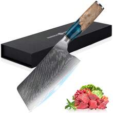 SSGP Cuchillo de carnicero,Cuchillo Chef Acero Damasco,cuchillos de cocina,Cuchillo de acero inoxidable de alto carbono para carne y verduras,forjado de alto carbono,cocina,comedor,exterior - Azul - Ver 1