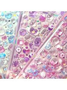 2张卡通3D立体浮雕钻石贴纸，卡通动物自粘贴纸，适用于剪贴簿和文具装饰，工艺贴纸，适合DIY项目和办公用品