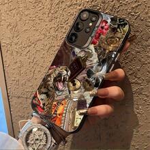 Elementos de lujo y collage de animales adecuado para fundas de teléfono  Galaxy S25ULTRA, S24PLUS, S23FE, S21PRO, S22, S20+, A03S, A05S, A14, A31, A53, A34, A10, A04E, M04, A33, A35, A55, A72, A71, A70, A22, A16, A06, A20S, A54, funda de teléfono  dedicada, resistente a la suciedad, a la moda, moderna, colorida, plateada IMD - Colores mixtos - Ver 4