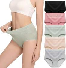 Women's Cotton High Waist Tummy Control Panties Jacquard Ladies Panty Multipack - Comfort - 簡報 06 - 5 件裝 - 多種顏色 - 查看 10