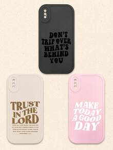 3pcs Inspirational & Christian-Themed Black/Beige/Pink Phone Cases, Compatible With IPhone & Galaxy,International Version, Not The Domestic Version - Multicolor - View 19