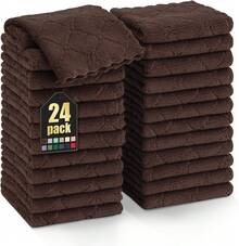 12 Pack Kitchen Dish Cloths (10 X 10 Inches, Cream Yellow), Super Soft And Absorbent Coral Velvet Dish Towels, Nonstick Oil Fast Drying Microfiber Cleaning Cloth, No Lint Household Dishcloths, 2025 - 棕色 - 查看 12