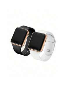 2pcs/Set Casual Sports LED Electronic Couple Watches, Suitable As Student Back-To-School Gift - Multicolor - View 4