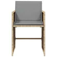 vidaXL 4 Stück Gartenstühle Mit Kissen, Beige-Mischung Poly Rattan - Beige - View 5