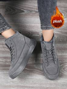 女士高帮雪地靴，保暖内衬，加厚，拉链，皮革材质，保暖，防水，户外，中筒，时尚，百搭，防滑，男女通用冬季靴，轻便，中帮，休闲运动鞋