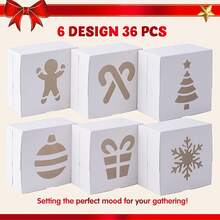 36 PCS Christmas Cookie Boxes For Gift Giving, Bakery Treat Boxes With Window, 4" X 4" X 2.5" Gift Wrap Box For Xmas Holiday Party Favor Pastries, Cupcakes, Donuts, Brownies, DonutsHalloween Christmas New Year - trắng - Xem 2