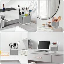 Toothbrush Holders For Bathrooms,  Electric Toothbrush And Toothpaste Holder, Brushed Nickel Toothbrush Caddy, Tooth Brushing Stand For Bathroom Organizer Countertop (Brushed Silver){Inchcolor_nameinch:InchBrushedSilverinch} - 拉絲銀 - 查看 8