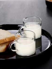 1pc/2pcs Double Spout Glass Coffee Cup With Insulated Handle, Espresso Cup, Small Glass Coffee Cup, Transparent Glass Measuring Cup, Milk Cup, Italian Kawada Espresso Extraction Cup, Espresso Accessories, Glass Sauce Boat, Transparent Creamer, Sugar Bowl, Classic Handled Creamer, Ideal For Home, Office And Cafe Use In Summer, Kitchen Drinkware, Afternoon Tea Party And Dessert, Gift For Mom, Back To School Essential - Multicolor - View 4