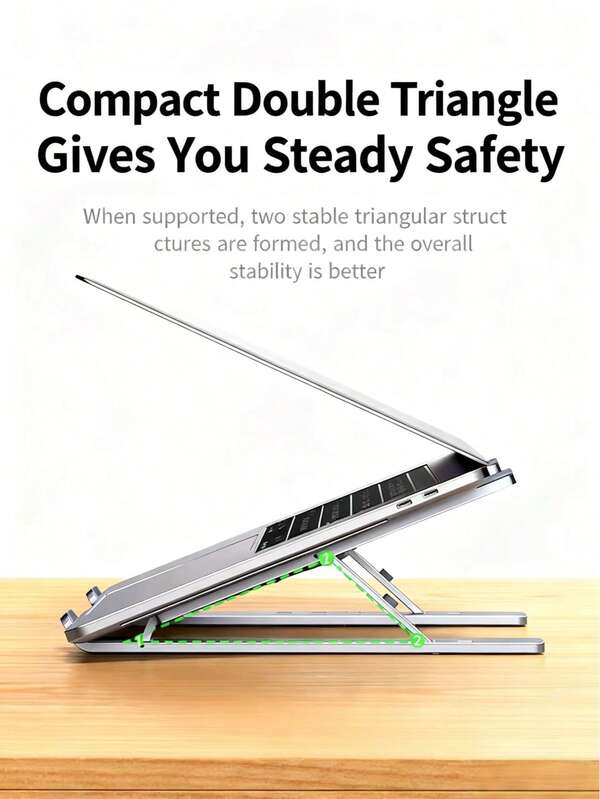 1pc Laptop Stand Desk Riser Cooling Holder Foldable Portable Aluminum Alloy Suspended Base Stand