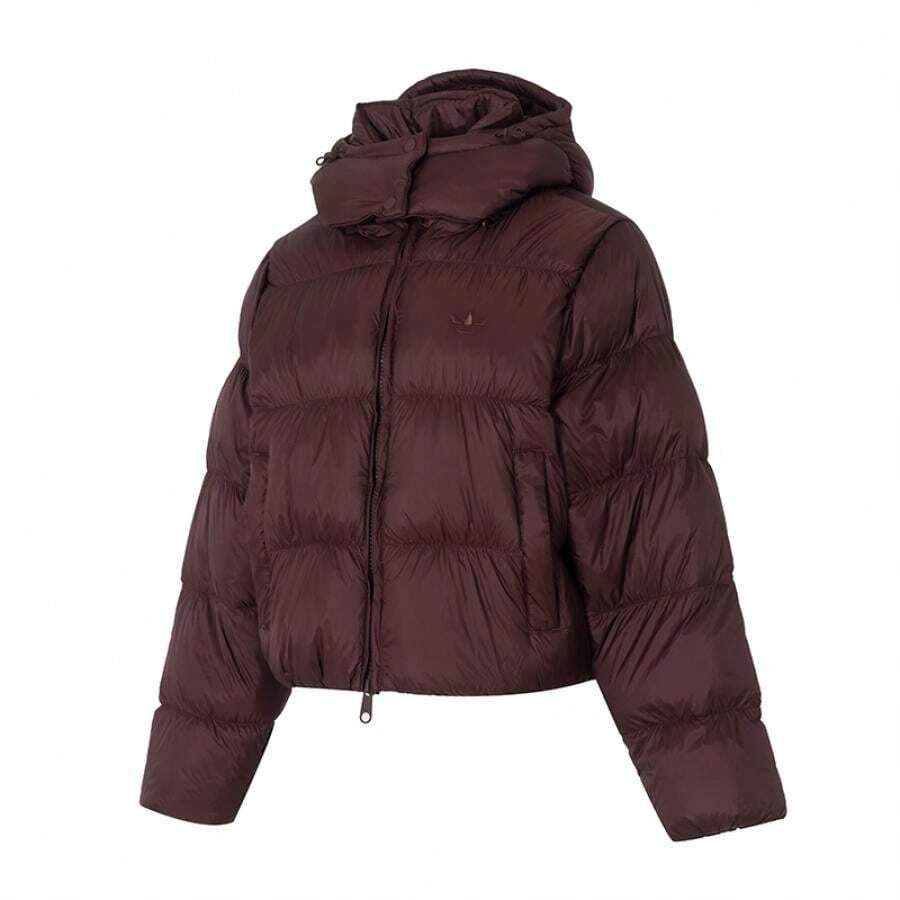 Adidas Originals Áo khoác lông vũ nữ, Áo khoác thể thao ngoài trời thoải mái ESS DOWN PUFF - nâu đỏ - Xem 1