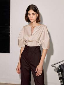 Women's Solid Color High Waisted Straight Leg Casual/Business Pants, Spring And Summer - Chocolate Brown - View 4