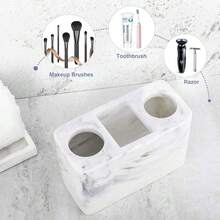 Electric Toothbrush Holder, 3 Slots Large Marble Toothbrush Toothpaste Stand, Resin Storage For Bathroom Accessories Vanity Counter Sink Organizer Caddy Marble Style- Ink White{Inchsize_nameinch:Inch3Slotsinch,Inchcolor_nameinch:InchInkWhiteinch} - Mực Trắng - Xem 4