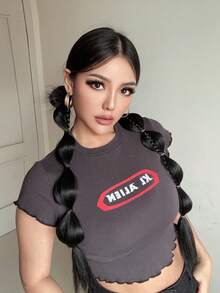 2 件装泡泡马尾辫假发，合成纤维编织接发，带发圈 - 黑色优雅假发，适合女性和女孩，DIY 日常配饰，多种造型选择，时尚发饰，高品质发饰，时尚达人的完美之选 - 彩色 - 查看 5