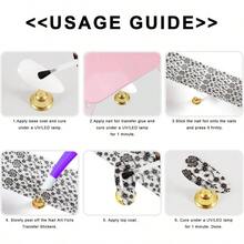 300Pcs Flowers Nail Foil, Holographic Nail Art Foil Flower Transfer Foils Paper 3D Floral Nails Stickers Fingernail Wraps Decals Manicure Design Kit Nails Decoration - No1 - 查看 8