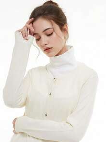 1 Solid-Color Faux Fur Collar, Featuring A Warm, High-Neck Design, Ideal For Women's Autumn And Winter Layering To Protect The Neck.