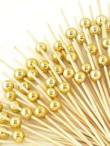 200 pezzi Stuzzicadenti monouso per cocktail, 100 pezzi oro e 100 pezzi argento, bastoncini in legno per cocktail da 4,7 pollici, adatti per bevande, cibo e decorazioni per feste disco, decorazioni per feste hawaiane estive, decorazioni per vacanze - Multicolore - Visualizzare 5