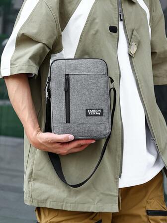 Large Capacity Fashion Men's One Shoulder Diagonal Messenger Bag, Multi-Functional Adjustable Strap Zipper Closure, Multi-Compartment Practical Storage Men's Bag Pouch