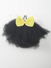 1pc Bow Clip And Go Afro Kinky Marley Ponytail With Elastic Band Soft Hair Girl Braided Ponytail For - Black - View 12