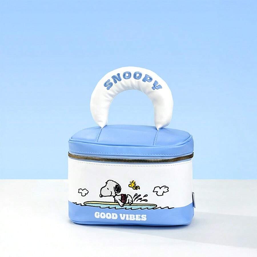 Miniso Snoopy Ocean Diary Series Handheld Makeup Bag, Scratch-Resistant Nylon Material, Wide Handheld Strap Pressure-Relief Design, Snoopy 3D Print, Preferred For Gifting & Personal Use (1 PC) - Multicolor - View 1