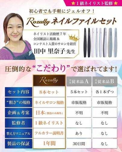 ロザリー ネイルファイル、エメリーボード、ネイルファイル、ネイルファイル、ネイルファイル、ネイルケア、ネイルファイル
