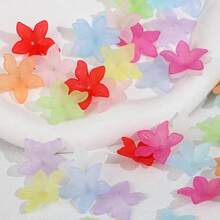 30pcs 26mm Flower Frosted Acrylic Beads Caps Mixed Color Loose Spacer Bead For Jewelry Making DIY Bracelet Necklace Accessories - 綠色 - 查看 1