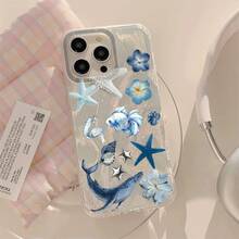 1 Pieza Funda de Teléfono Transparente con Patrón Combinado de Tiburón y Estrella Azul, Impermeable, Antihuellas, Antirrayas, Suave y Brillante para iPhone16/16Plus/16Pro/16ProMax/iPhone15/15Plus/15Pro/15ProMax/iPhone14/14Plus/14Pro/14ProMax/iPhone13/13Pro/13ProMax/iPhone12/12Pro/12ProMax/iPhone11/11ProMax/11Pro - Colores mixtos - Ver 6